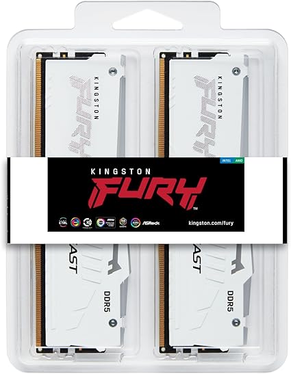 KINGSTON 64G (2x32G) D5 6000Mhz FURY Beast White RGB - XenCoreShopXenCoreShop